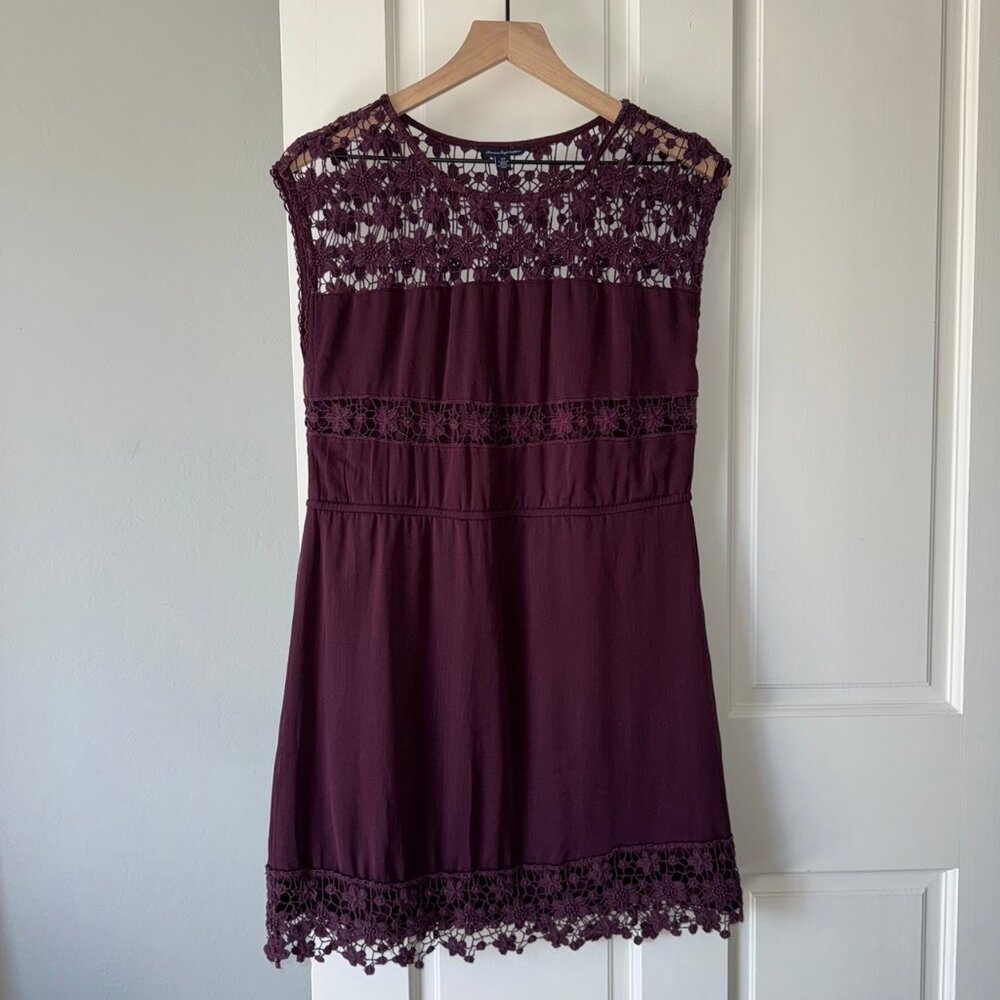 American Eagle Floral Crochet Mini Dress